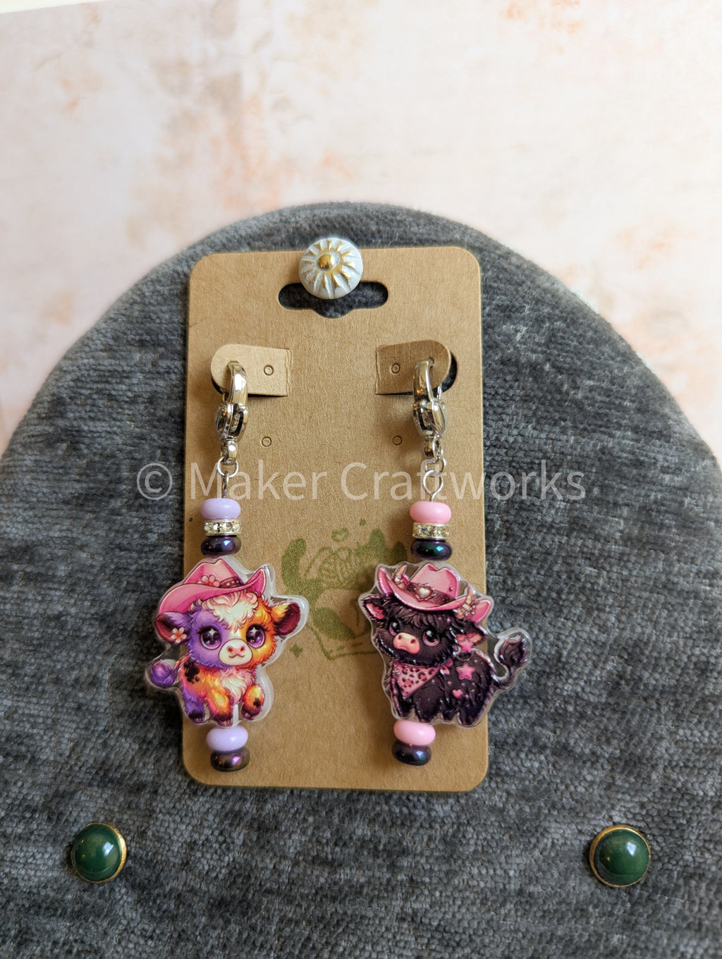 Cowgirl Cow Stitch Markers