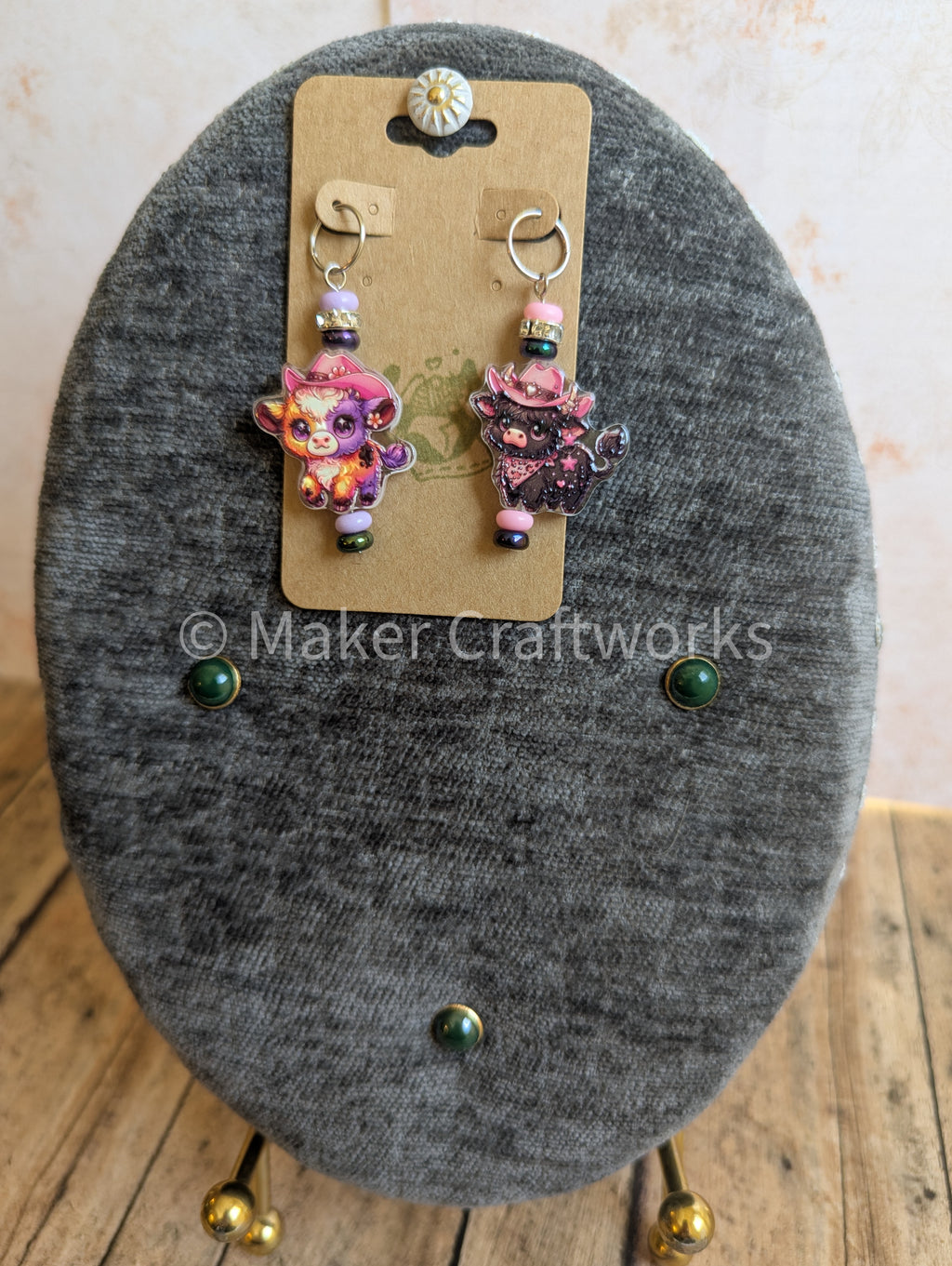 Cowgirl Cow Stitch Markers