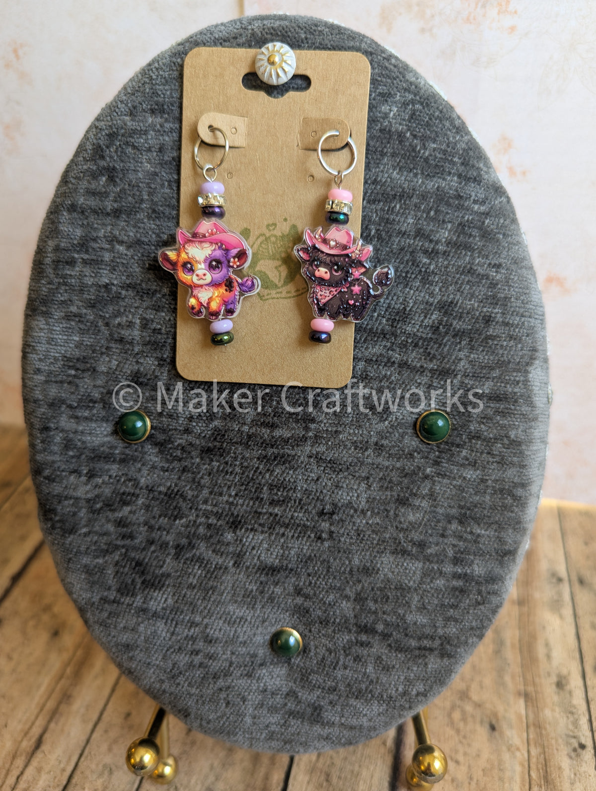 Cowgirl Cow Stitch Markers