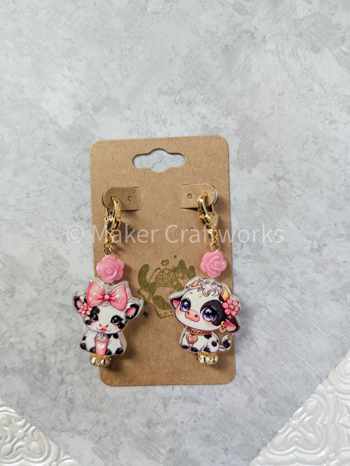 Flower Cow Stitch Markers
