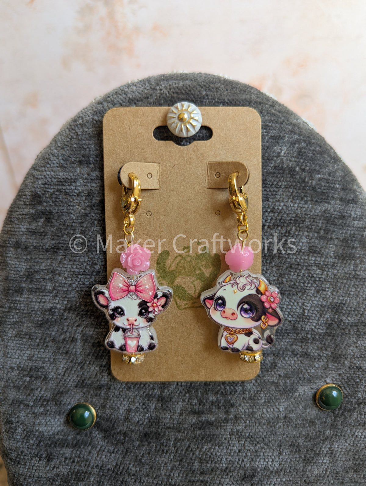Flower Cow Stitch Markers