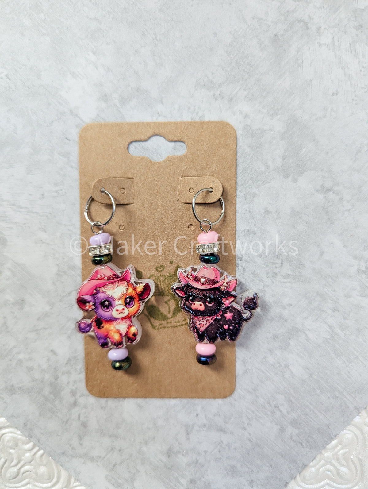 Cowgirl Cow Stitch Markers