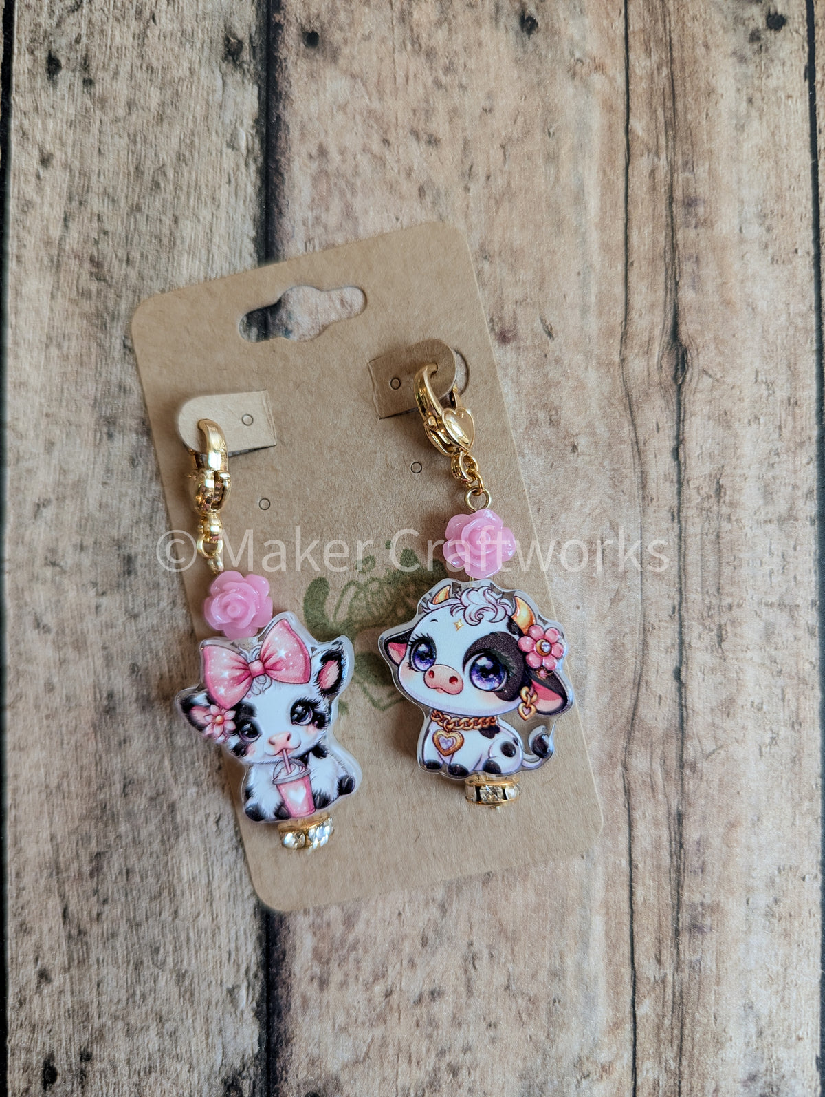 Flower Cow Stitch Markers